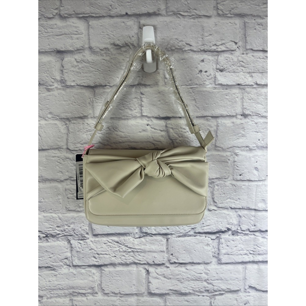 Like Dreams Coquette Soft Girl Elaina Bow Vegan Leather Purse Bag Ivory & Gold